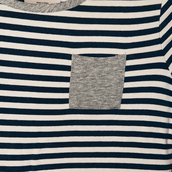 Hannah Anderson Navy Striped Kids/Girls Ruffled Dress w/Front Pocket Size 8 - Picture 5 of 16